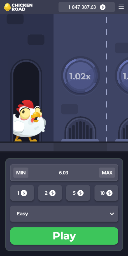Mobil: Einsatz und Schwierigkeit wählen – Original Chicken Road von InOut Mobil: Einsatz und Schwierigkeit wählen – Original Chicken Road von InOut